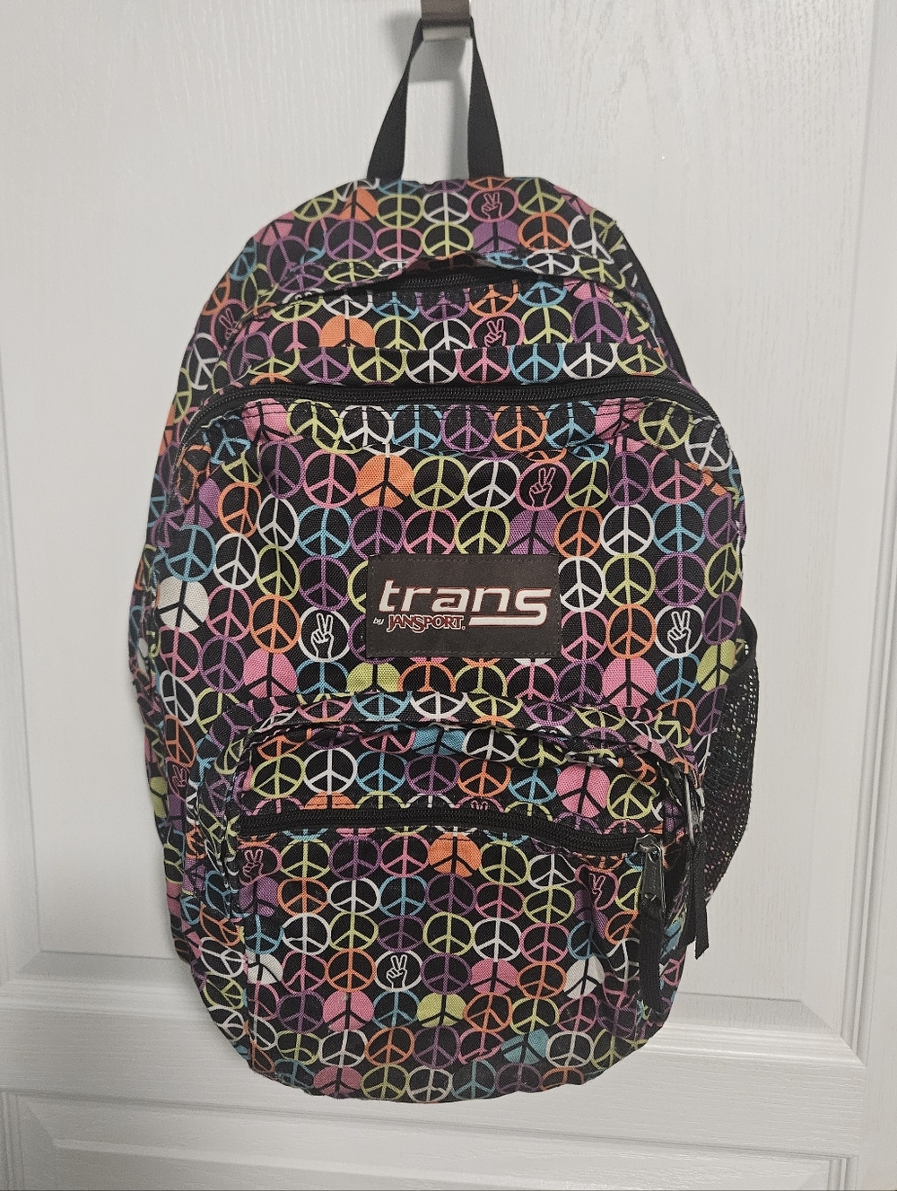 Jansport Trans Supermax Backpack TM60 Black Rainbow Peace Travel School